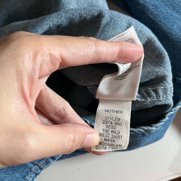 David Bowie Western Denim Snap Shirt By Mother Jeans - Men's Size M - Blue - Picture 12 of 12